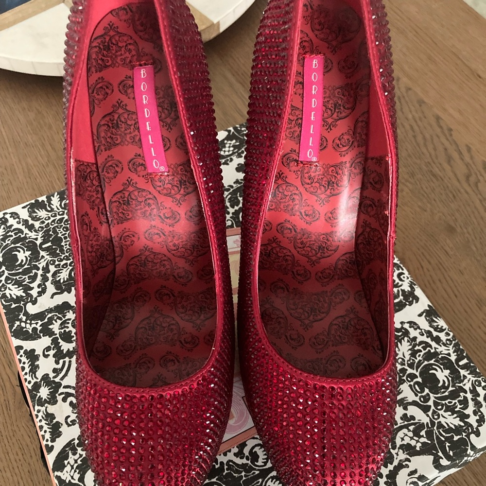 Bordello Glittering Ruby Heels - Picture 2 of 4